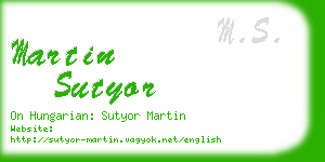 martin sutyor business card